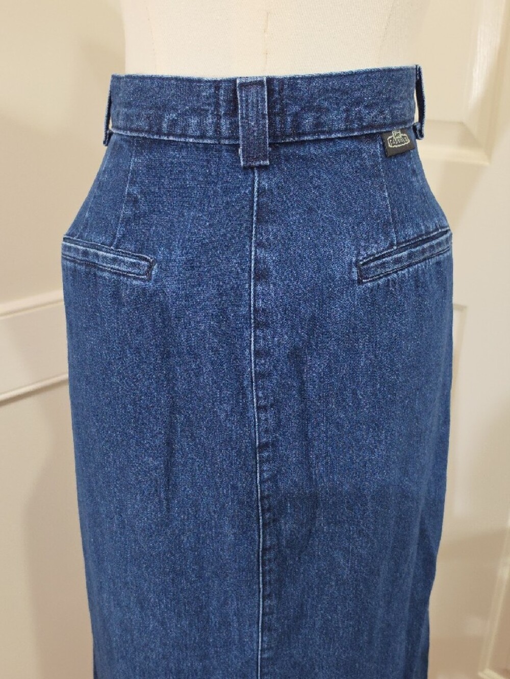 Vintage 90s Lee Casuals Dark Wash Denim Maxi Skirt - Size 14 - Picture 7 of 11